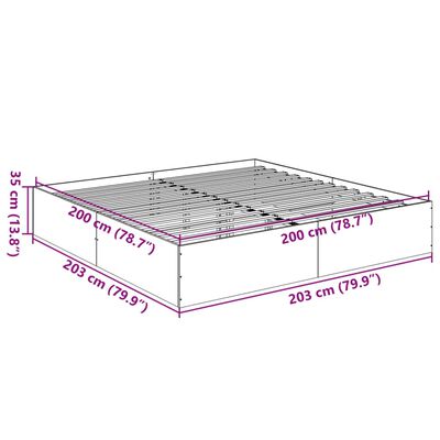 vidaXL Sängram rökfärgad ek 200x200 cm konstruerad trä