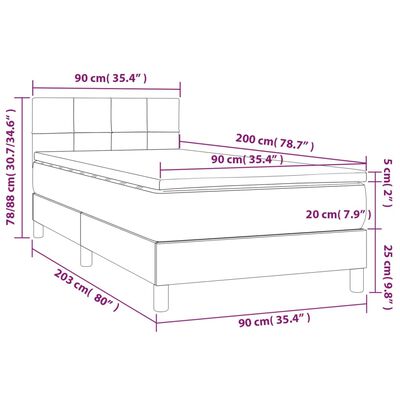 vidaXL Ramsäng med madrass & LED mörkgrön 90x200 cm sammet