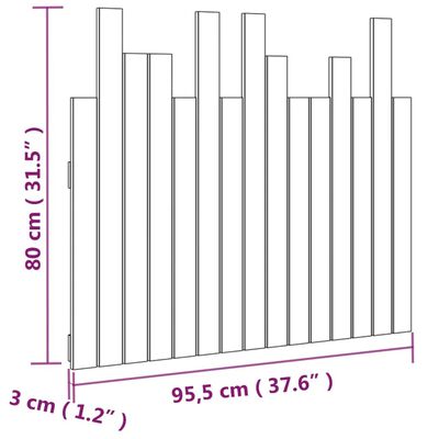 vidaXL Väggmonterad huvudgavel 95,5x3x80 cm massiv furu