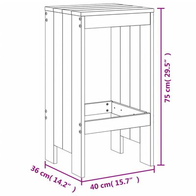 vidaXL Barstolar 2 st honungsbrun 40x36x75 cm massiv furu