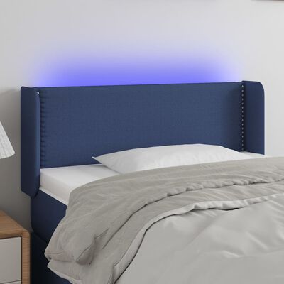 vidaXL Sänggavel LED blå 93x16x78/88 cm tyg