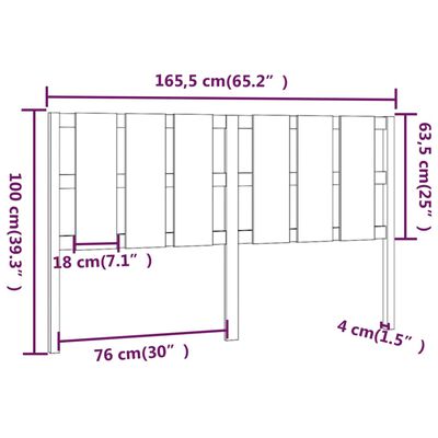 vidaXL Sänggavel svart 165,5x4x100 cm massiv furu