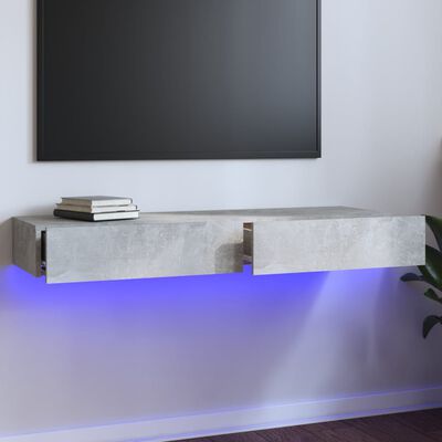 vidaXL Tv-bänk med LED-belysning Betonggrå 120x35x15,5 cm