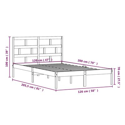 vidaXL Sängram massiv furu 120x200 cm