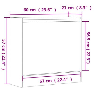 vidaXL Skohylla rökfärgad ek 60x21x57 cm konstruerat trä