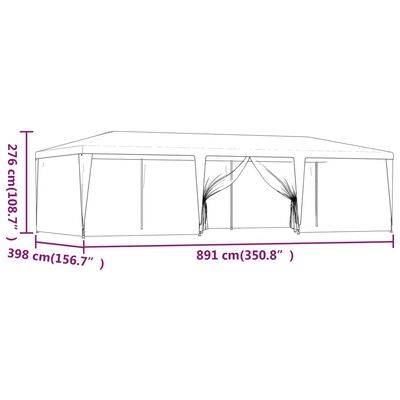 vidaXL Partytält med 8 sidoväggar i nät 9x4 m HDPE antracit