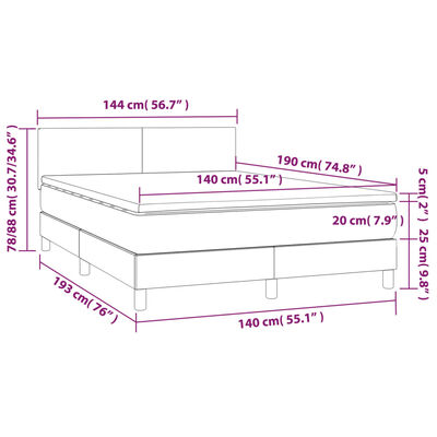 vidaXL Ramsäng med madrass ljusgrå 140x190 cm tyg