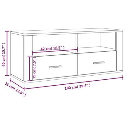 vidaXL TV-bänk grå sonoma 100x35x40 cm konstruerat trä