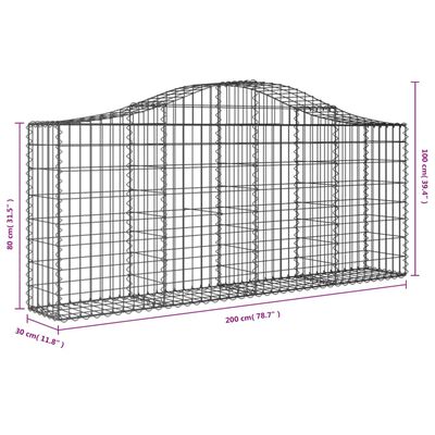 vidaXL Gabioner bågformade 11 st 200x30x80/100 cm galvaniserat järn