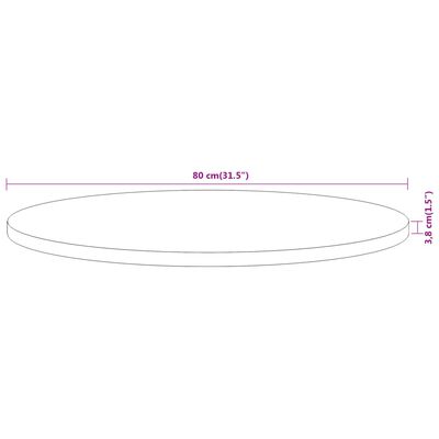 vidaXL Bordsskiva Ø80x3,8 cm rund massivt akaciaträ