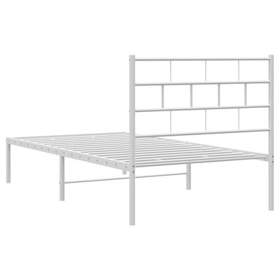 vidaXL Sängram med huvudgavel metall vit 107x203 cm