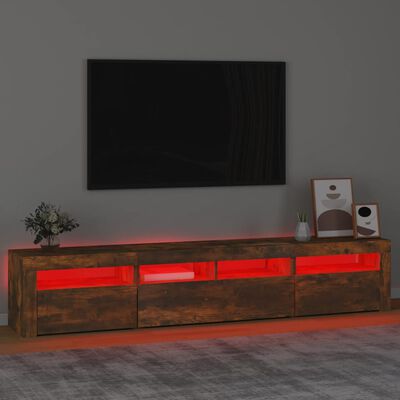 vidaXL Tv-bänk med LED-belysning rökfärgad ek 210x35x40 cm
