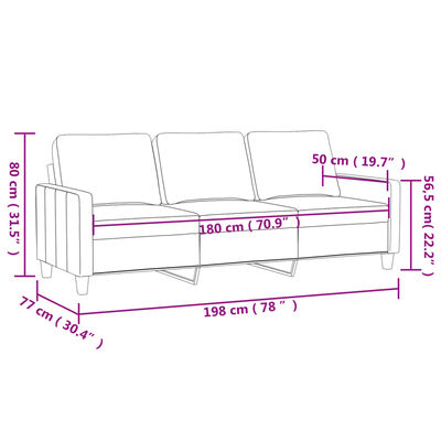 vidaXL 3-sitssoffa mörkgrå 180 cm tyg