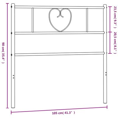 vidaXL Huvudgavel metall svart 100 cm