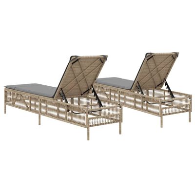 vidaXL Solsängar med dynor 2 st beige konstrotting