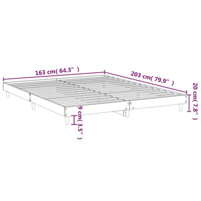 vidaXL Sängram utan madrass sonoma-ek 160x200 cm konstruerad trä