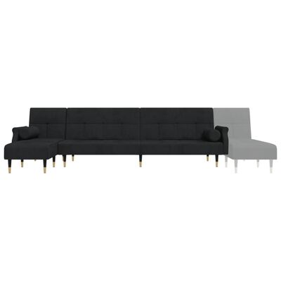 vidaXL L-formad soffa svart 271x140x70 cm sammet