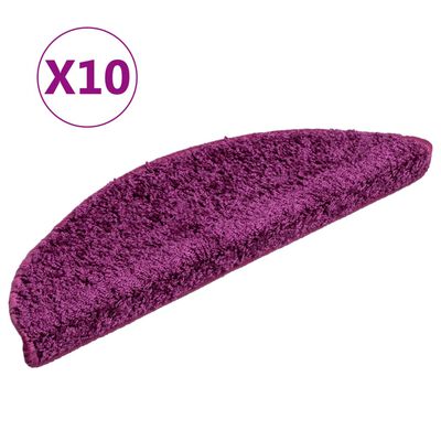 vidaXL Trappstegsmattor 10 st 56x17x3 cm violett