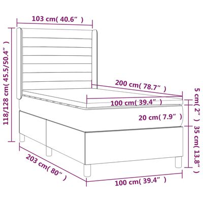 vidaXL Ramsäng med madrass & LED blå 100x200 cm tyg