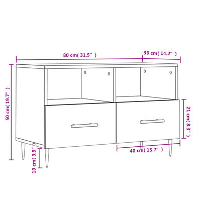 vidaXL Tv-bänk vit högglans 80x36x50 cm konstruerat trä