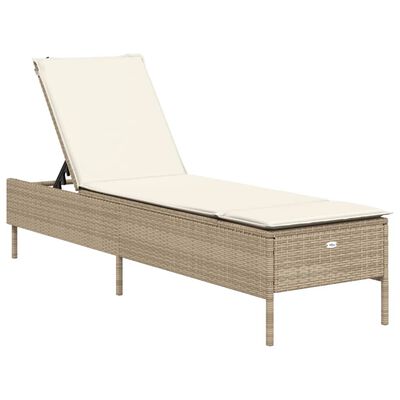 vidaXL Solsängar med dynor 2 st beige konstrotting