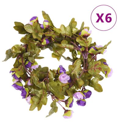 vidaXL Julkransar med blommor 6 st lila 250 cm