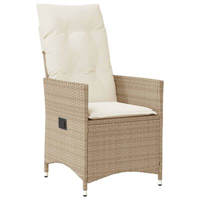 vidaXL Bistrogrupp med dynor 3 delar beige konstrotting