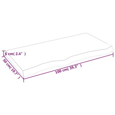 vidaXL Bordsskiva ljusbrun 100x50x(2-6) cm behandlad massiv ek