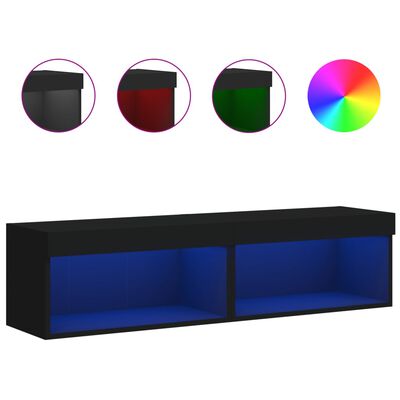 vidaXL Tv-bänk med LED-belysning 2 st svart 60x30x30 cm