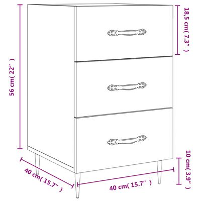 vidaXL Sängbord vit högglans 40x40x66 cm konstruerat trä