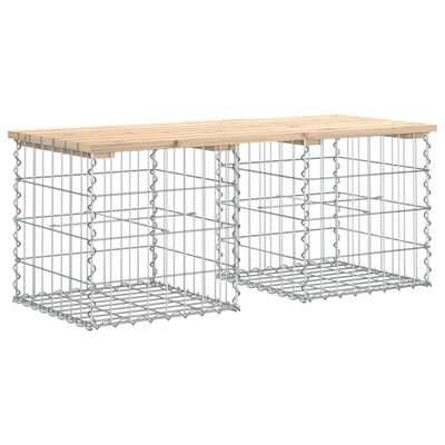 vidaXL Trädgårdsbänk gabion-design 103x44x42 cm massiv furu