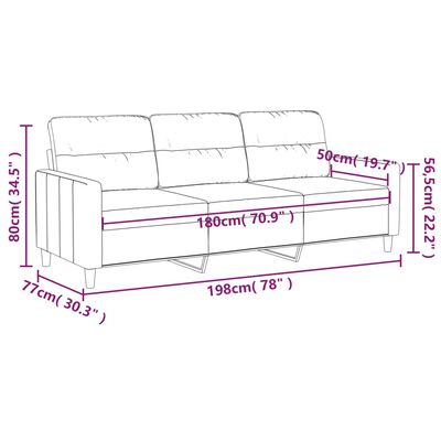 vidaXL 3-sitssoffa taupe 180 cm tyg