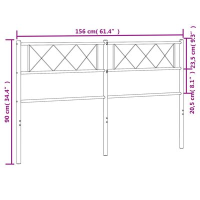 vidaXL Huvudgavel metall vit 150 cm