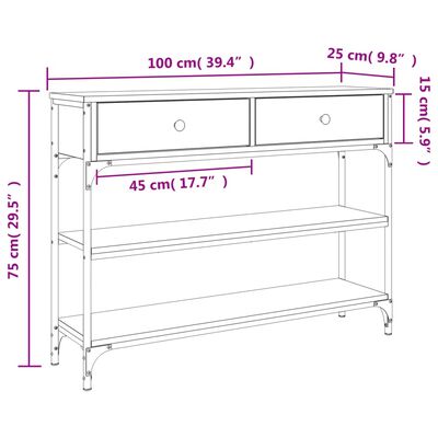 vidaXL Avlastningsbord brun ek 100x25x75 cm konstruerat trä