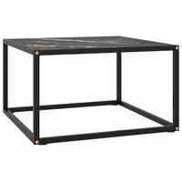 vidaXL Soffbord svart med svart marmor glas 60x60x35 cm