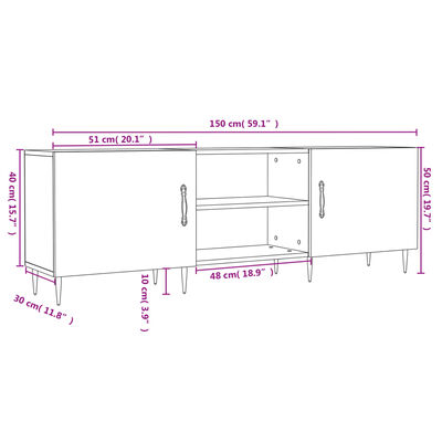 vidaXL Tv-bänk sonoma ek 150x30x50 cm konstruerat trä