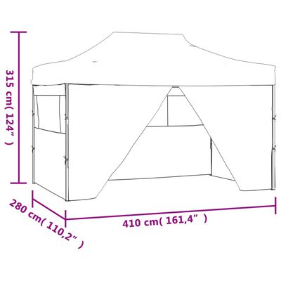 vidaXL Hopfällbart partytält med 4 sidoväggar 3x4 m stål blå