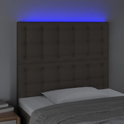 vidaXL Sänggavel LED taupe 90x5x118/128 cm tyg