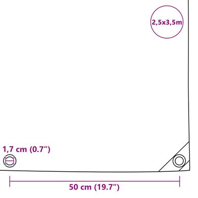 vidaXL Presenning 650 g/m² 2,5x3,5 m grå