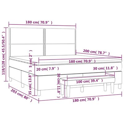 vidaXL Ramsäng med madrass ljusgrå 180x200 cm tyg