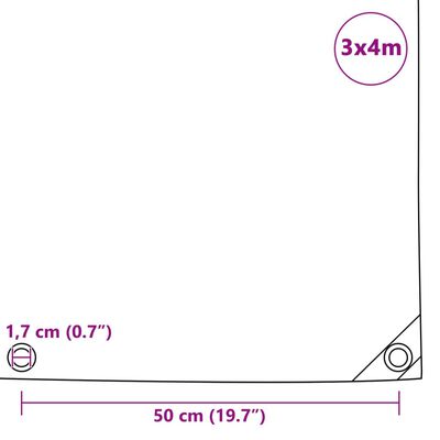 vidaXL Presenning 650 g/m² 3x4 m svart