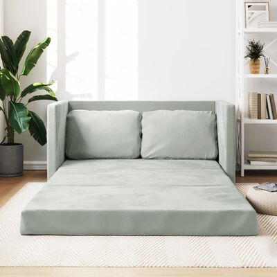 vidaXL Golvbäddsoffa 2-i-1 Ljusgrå 122x204x55 cm sammet