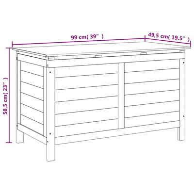 vidaXL Dynbox antracit 99x49,5x58,5 cm massivt granträ