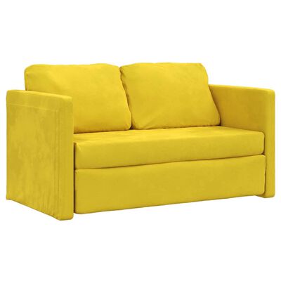 vidaXL Golvbäddsoffa 2-i-1 mörkgul 122x204x55 cm sammet