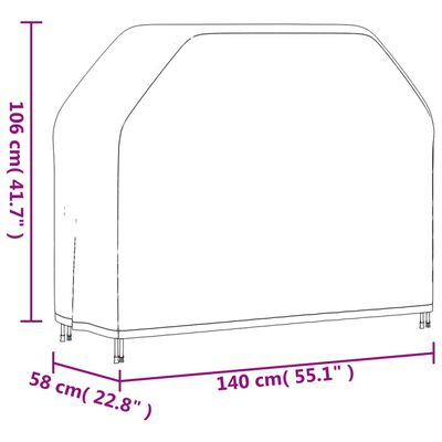 vidaXL Grillskydd 140x58x106 cm svart 420D oxford