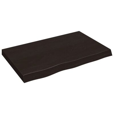 vidaXL Vägghylla mörkbrun 80x50x(2-6) cm behandlad massiv ek