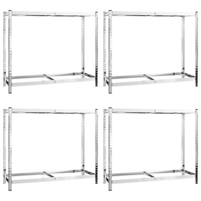 vidaXL Däckställ 2 hyllplan silver 4 st 110x40x110 cm stål