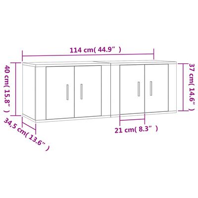 vidaXL Väggmonterade tv-skåp 2 st vit 57x34,5x40 cm