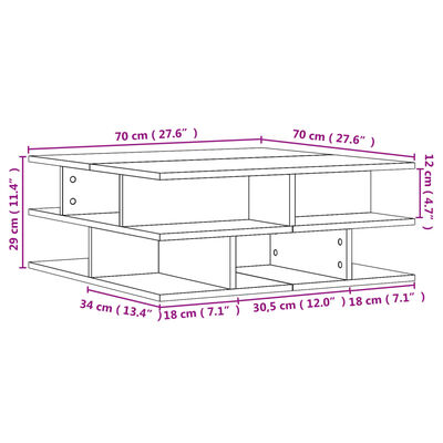 vidaXL Soffbord betonggrå 70x70x29 cm konstruerat trä