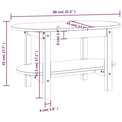 vidaXL Soffbord 80x45x45 cm massiv furu